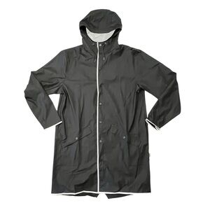 RAINS Black Hooded Raincoat M NWT
